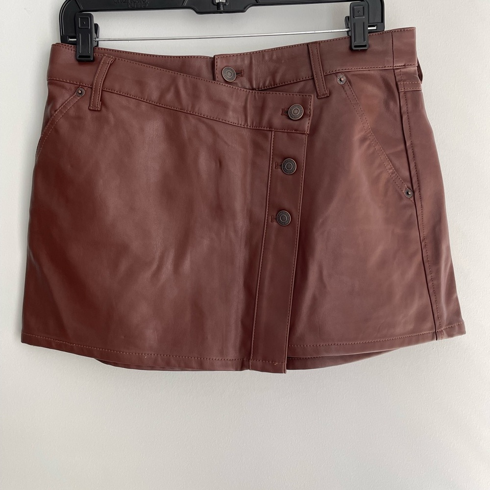 We The Free Chestnut Faux Leather Skirt